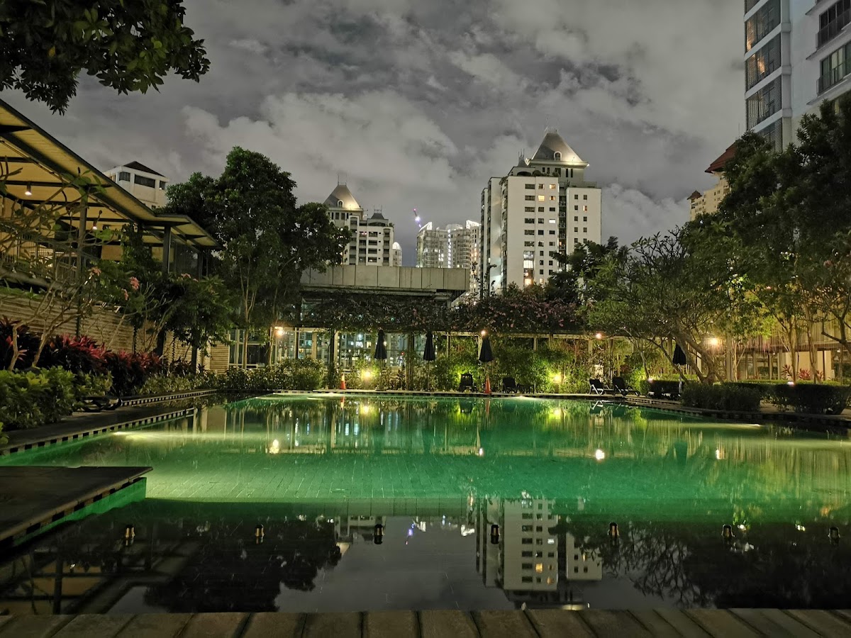 10 Mont Kiara: the pool lit at night