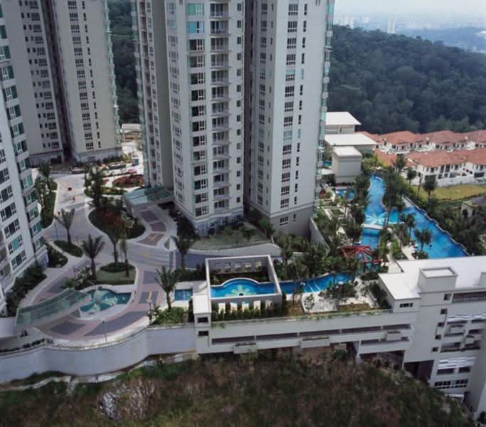 Kiaramas Ayuria: Aerial view of high-rise residential towers above landscaped grounds and swimming pools