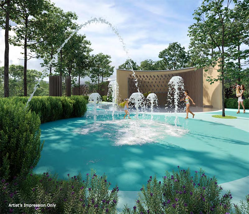 Artist's impression of Papyrus North Kiara: a splash pad among the trees