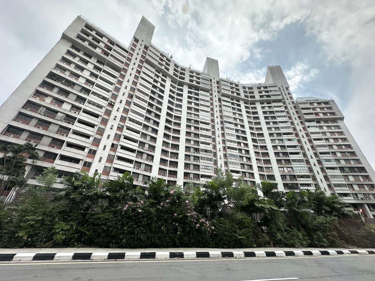 Sri Wangsaria: the long stepped block from the road below