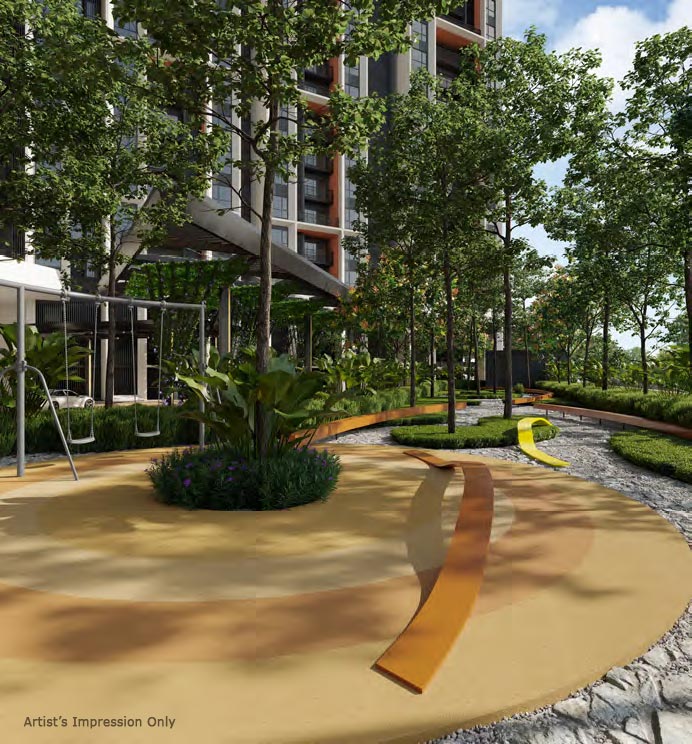 Artist's impression of Papyrus North Kiara: a landscaped garden among the trees