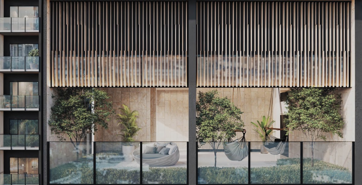 Artist's impression of Parkside Residences @ Setia Federal Hill: sky gardens with hammocks on the facade