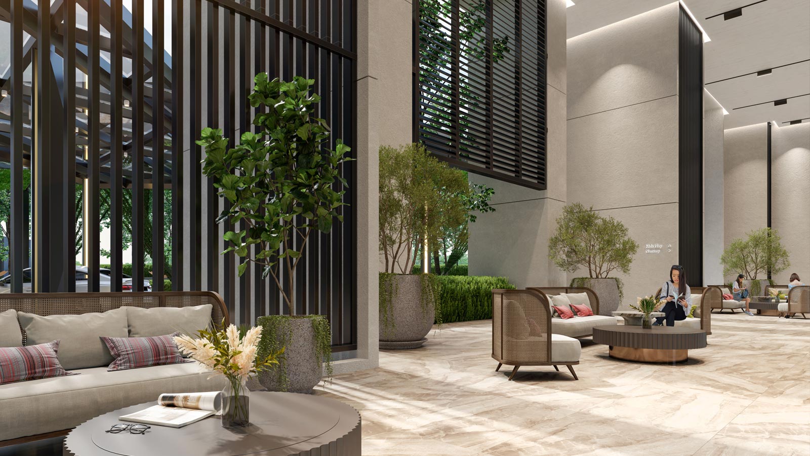 Artist's impression of Papyrus North Kiara: a lounge in the double-height lobby