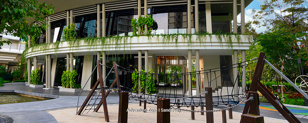The Goodwood Residence: the adventure play zone below the clubhouse, with the developer's caption