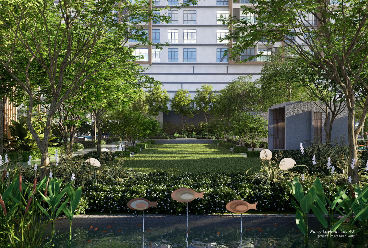 Artist's impression of Khaya Residences: the party lawn on level 8