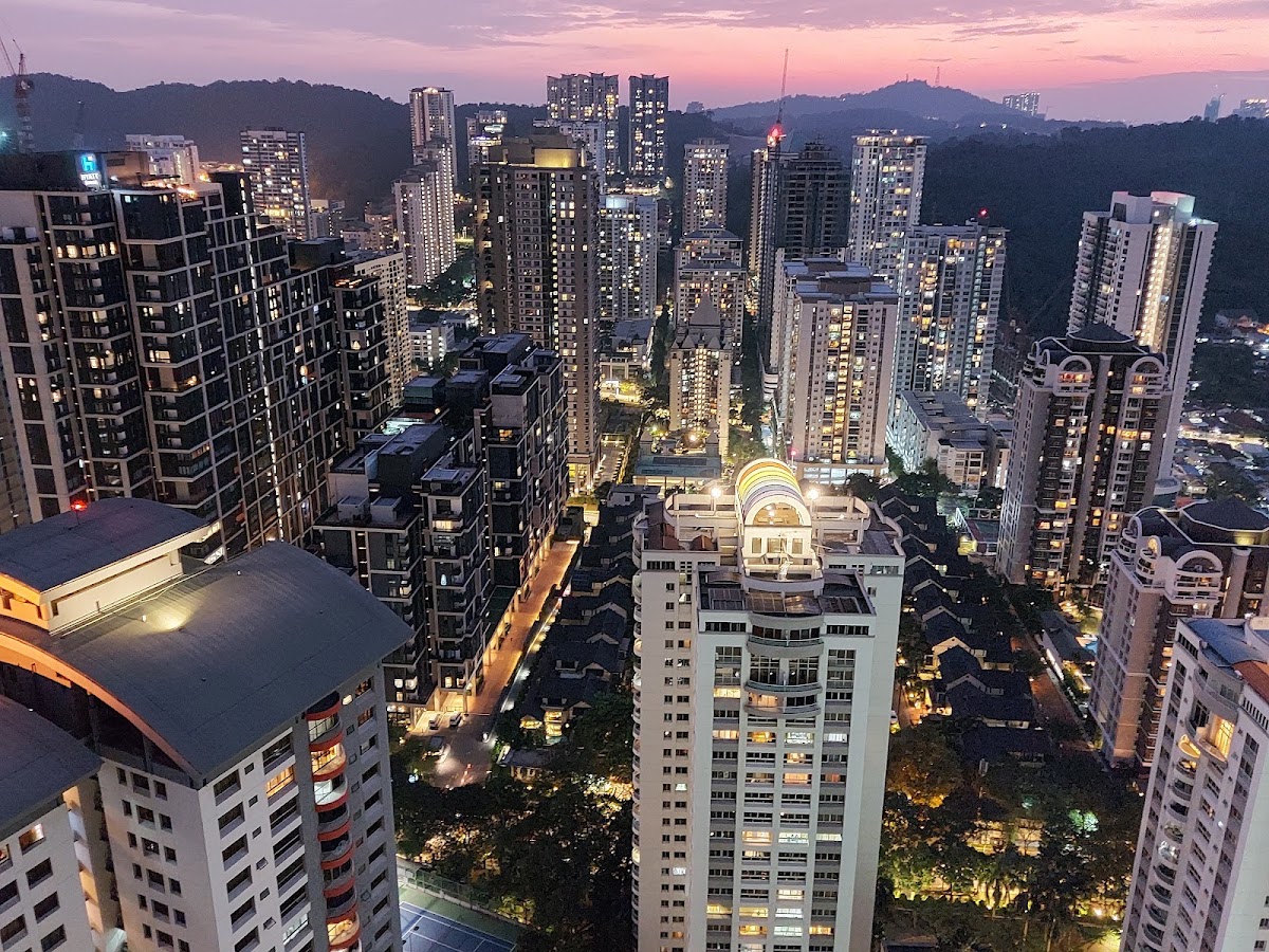 Mont Kiara Pelangi: the view over Mont Kiara's towers at dusk