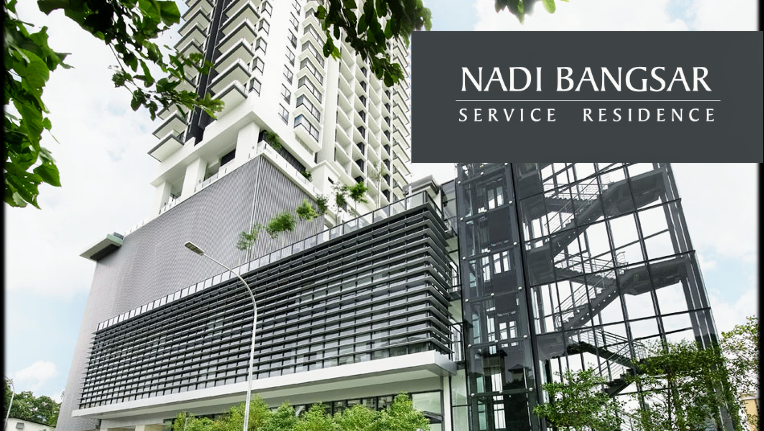 Nadi Bangsar: the podium and tower, with the development's own name set over the frame